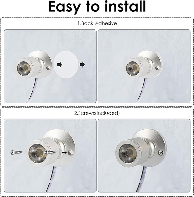 DEDC 6pcs Mini LED Spot Lights, 1.5W DC12V 3000K Under Cabinet Lights - Image 7