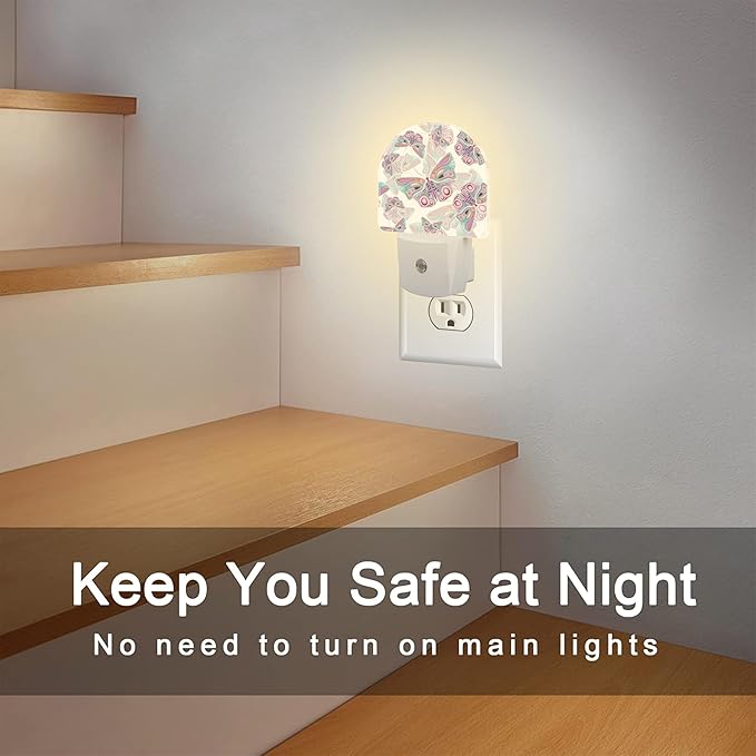 Colorful Butterflies Night Light Plug into Wall, Retro Watercolor Butterfly - Image 6