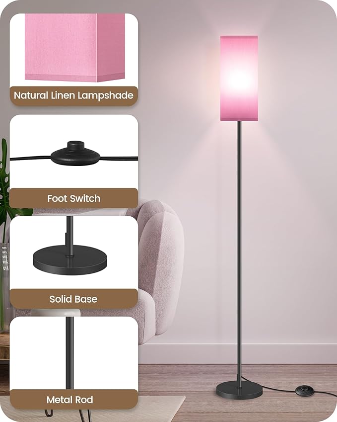 Floor Lamp, Pole with Foot Switch, Modern Standing Lamp Shade, Minimalist - Image 7