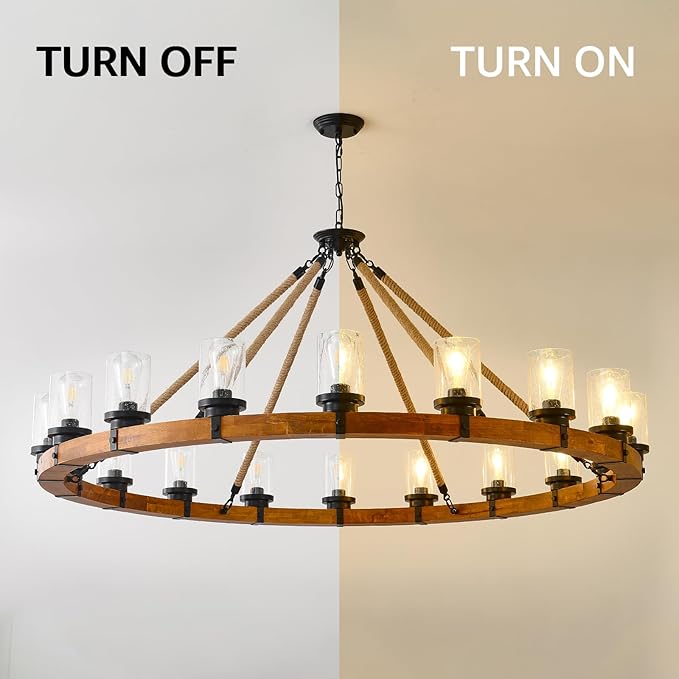 60-inch Rustic Wooden Chandelier - Image 4