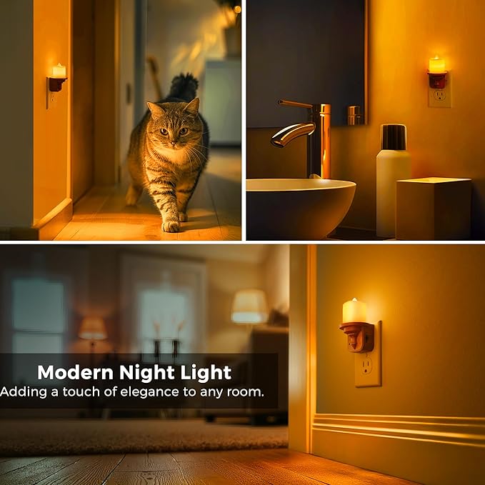 L LOHAS LED Night Light, 2 Pack Amber Flameless Candle Night Light Plug in - Image 5