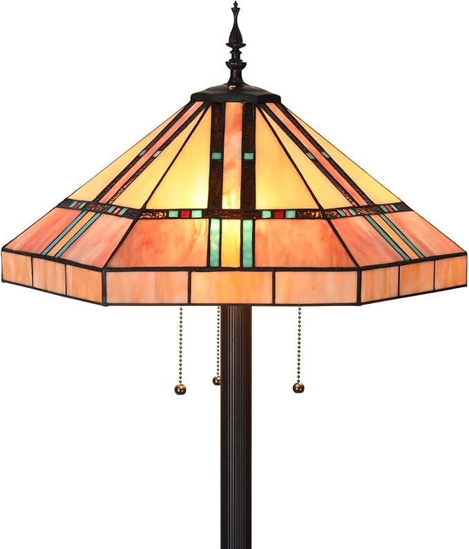 Bieye L12021 Tiffany Style Stained Glass Mission Floor Lamp 63 Inch Tall by Bieye