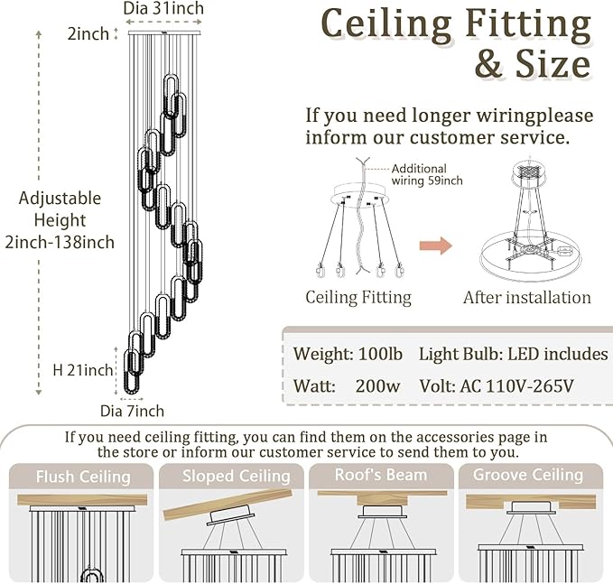 H138 Modern Crystal Chandelier, Luxury Oval Ring LED Pendant Light - Image 5