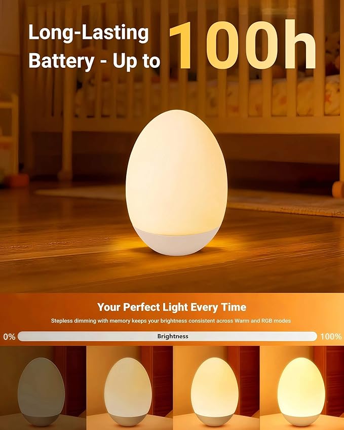 Egg Baby Night Light for Nursery & Breastfeeding – Portable Touch Light - Image 5
