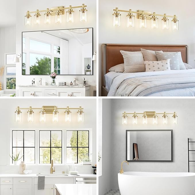 Brushed Brass Vanity Light, 6-Light Fixtures - Image 7