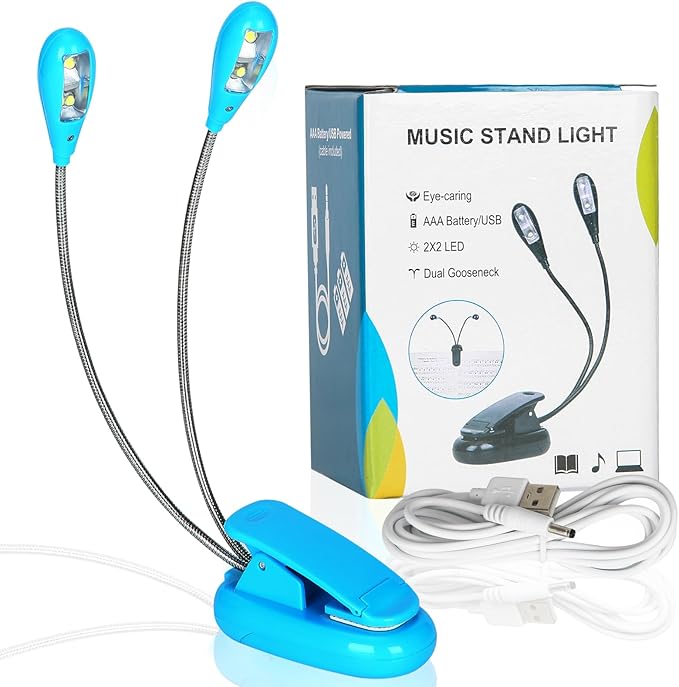 TEECOO Music Stand Light, Clip on LED Book Lights, USB and AAA Battery Operated - Image 7