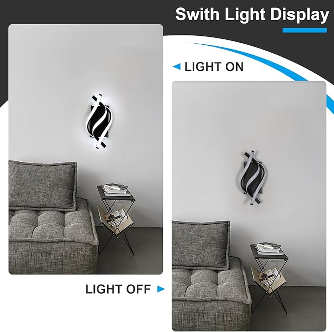DELIPOP Wall Sconces, Spiral Modern LED Wall Sconce Lighting, 21W 6500K Cool - Image 5