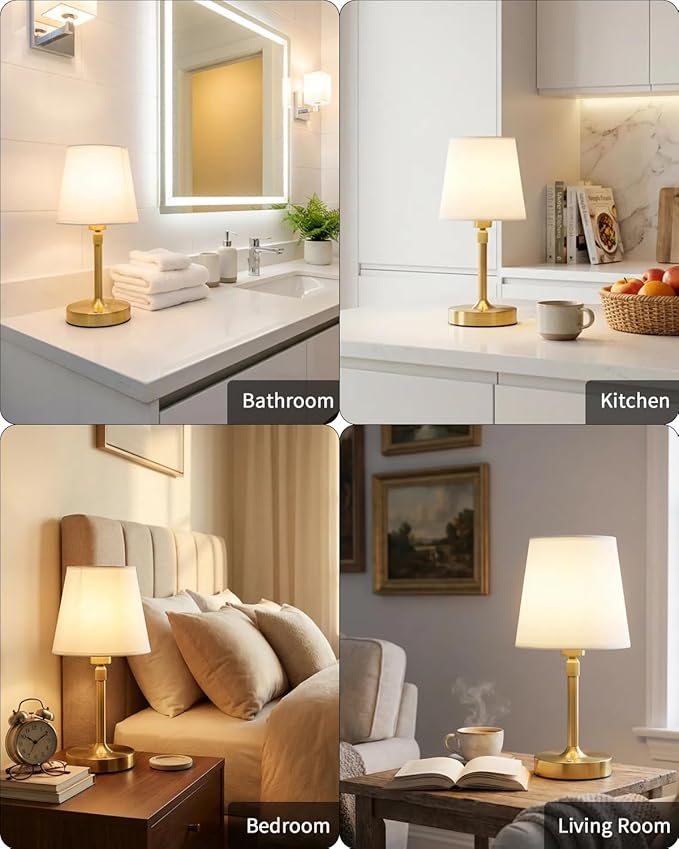 Cordless Table Lamp Rechargeable Touch Gold Mini Small Lamp Adjustable Height - Image 5