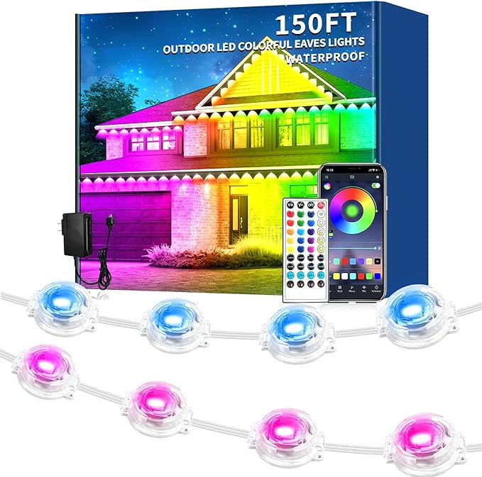 150FT Permanent Outdoor Light, IP67 Waterproof LED Eaves Light, App/Remote by Unknown