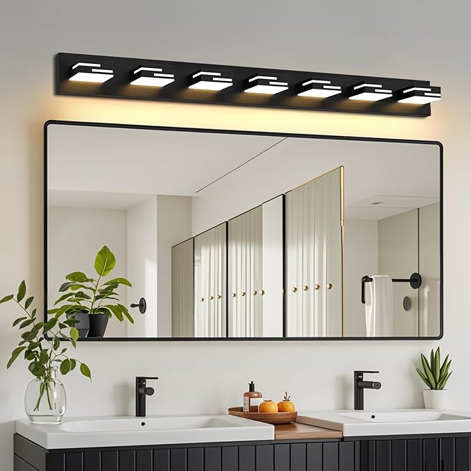 LED Modern Bathroom Vanity Light Fixtures 7-Light 5CCT Dimmable Matte Black - Image 5