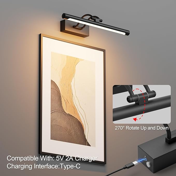 Cordless Picture Light with Remote, Battery Operated Wall Sconce - Image 5