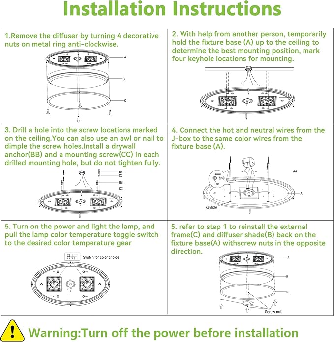 hykolity 32 Inch Oval LED Ceiling Light, 2700K/3000K/3500K/4000K/5000K - Image 6