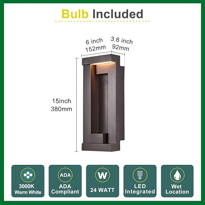 Modern Outdoor LED Wall Lights, Bronze Wall Mount Fixture - Image 5