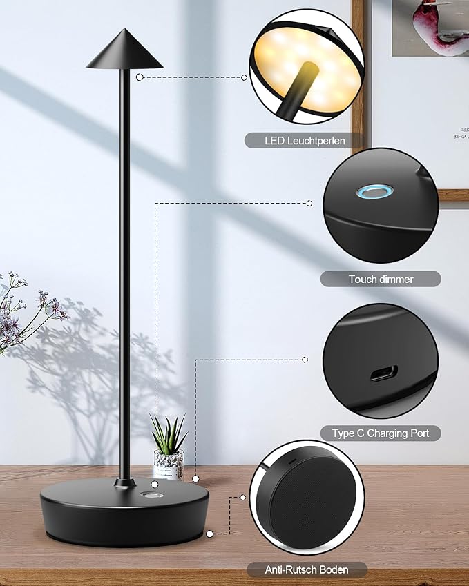 Cordless Table Lamps Rechargeable, 6000mAh Battery Operated LED Desk Lamp - Image 7
