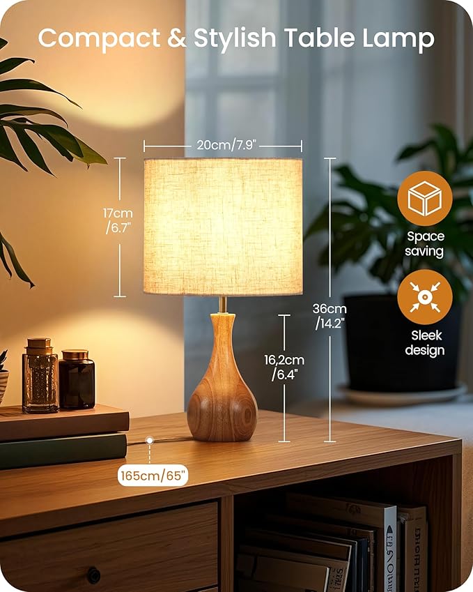 Small Table Lamp, Wood Desk Lamp - Image 2