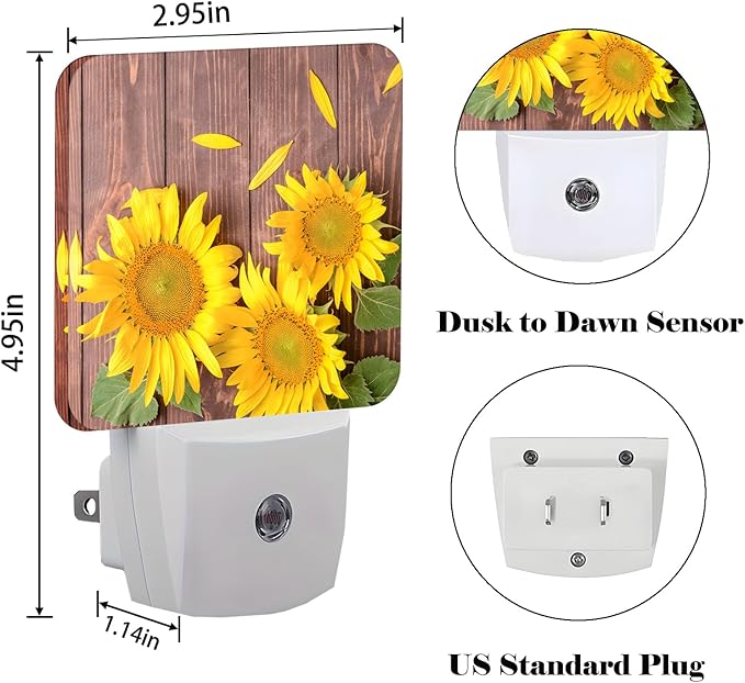 Vintage Wooden Sunflower Night Light, Plug Into Wall - Image 2
