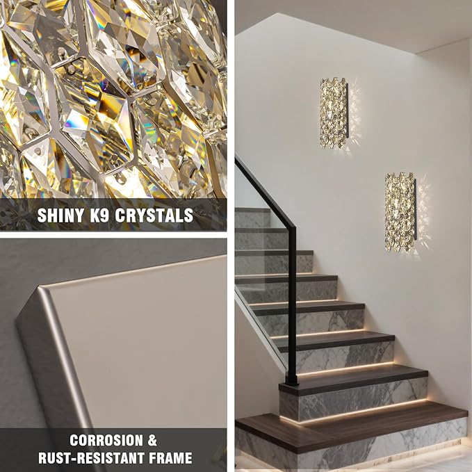 Crystal Wall Sconces, Modern Wall Light Fixtures, Chrome Wall Lamp, Luxury - Image 4
