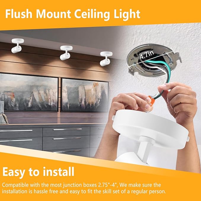 VANoopee 3-Color Zoomable Ceiling Spot Lights Indoor Flush Mount Adjustable LED - Image 6
