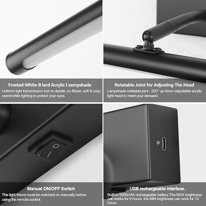 Picture Light for Wall Battery Operated, 3 Color Temps, Wireless Wall Light for - Image 5