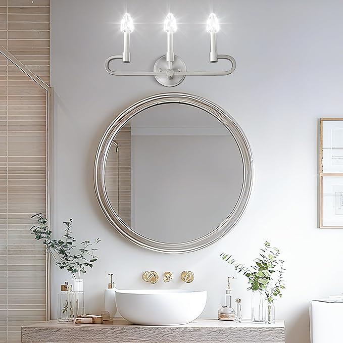 Bathroom Vanity Light, 3 Light Brushed Nickel Vanity Lights - Image 9