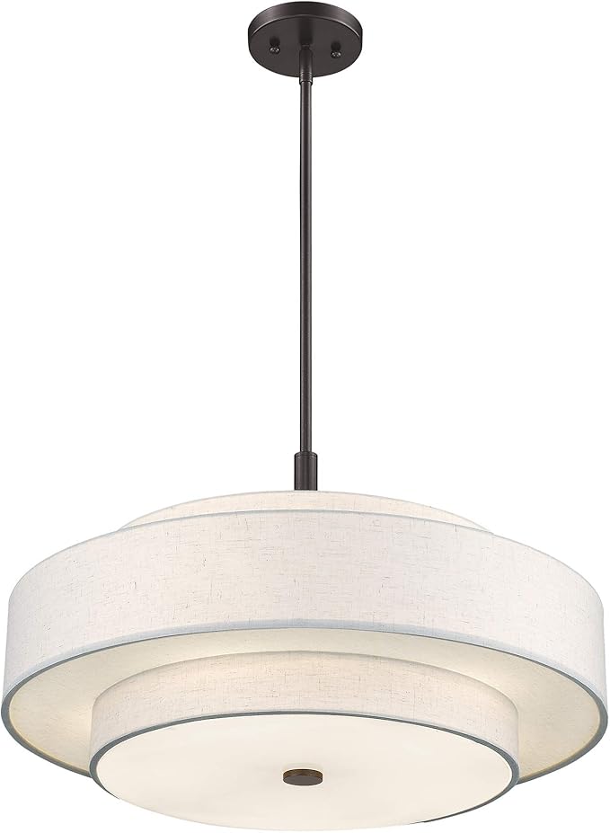 Livex Lighting Fabric Shade 52138-92 Meridian 5 Light English Bronze Pendant - Image 5