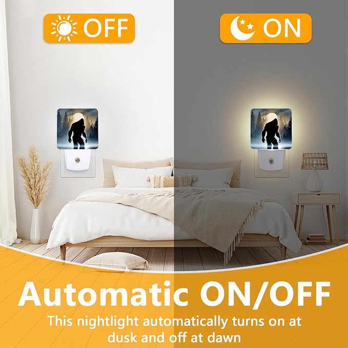 Funny Bigfoot Sasquatch Night Light, Plug-into Forest Moon Nightlight White LED - Image 6