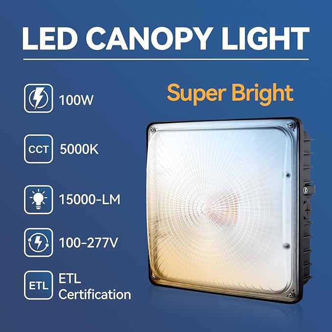 100W LED Canopy Light 4Pack, 5000K Daylight LED Canopy Lights Outdoor, IP65 - Image 2