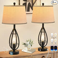 27.8" Farmhouse Table Lamps for Living Room Set of 2, Rustic Nightstand Lamps by RSKLTTR