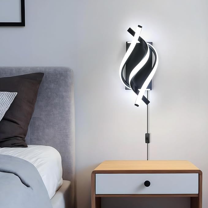 DELIPOP Modern Wall Sconces, 6500K Plug in Spiral LED Wall Sconce, 21W LED Wall - Image 5