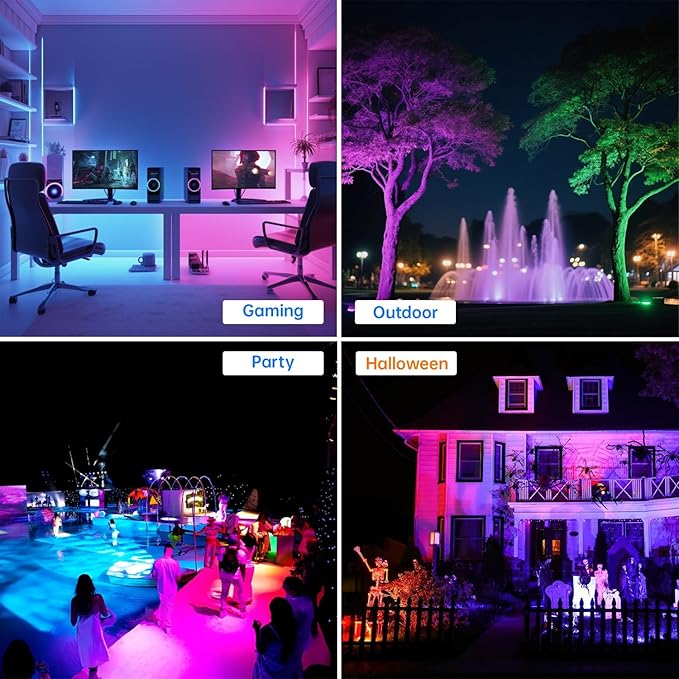 LED Flood Light Outdoor, 30W RGB Color Changing Smart Floodlights 2700K 3000LM - Image 8