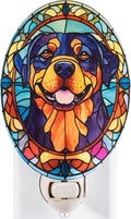 Stained Glass Styled Rottweiler Night Light – Real Glass Plug-in Dog Night Light by Unknown