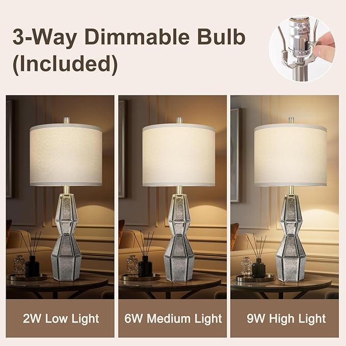 28" Vintage Table Lamps for Bedroom, Antique Bedside Lamp for Living Room - Image 3
