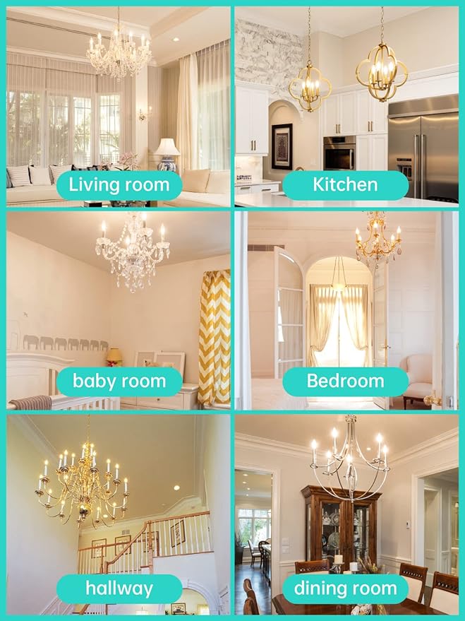 E12 60 Watt Equivalent Frosted LED Candelabra Bulb Candle CA10 Chandelier Light - Image 7
