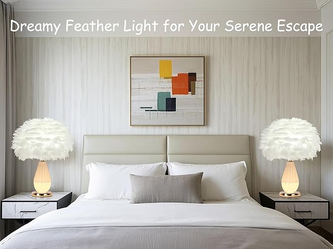 Feather Table Lamp with Cracked Ice Glass Bottle & Gold Base, 2 Separate Lights - Image 3