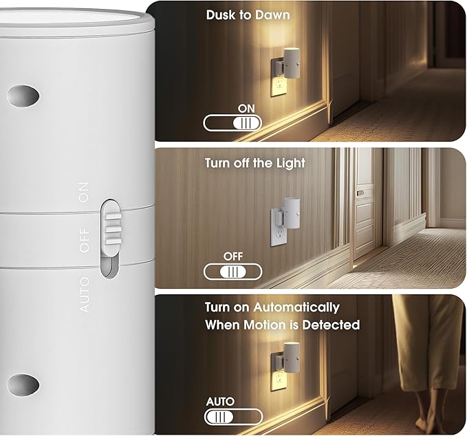 Briignite Motion Sensor Night Light, 2 Pack Motion Activated Plug in Night - Image 4
