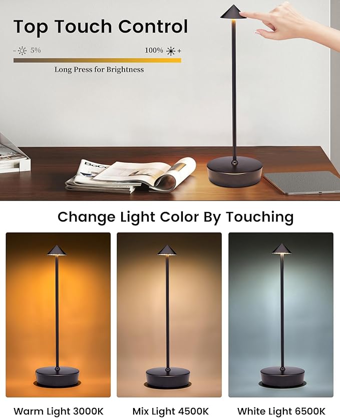 Cordless Led Table Desk Lamp 2 Pack, 7000mAh Battery Outdoor Table Light - Image 3