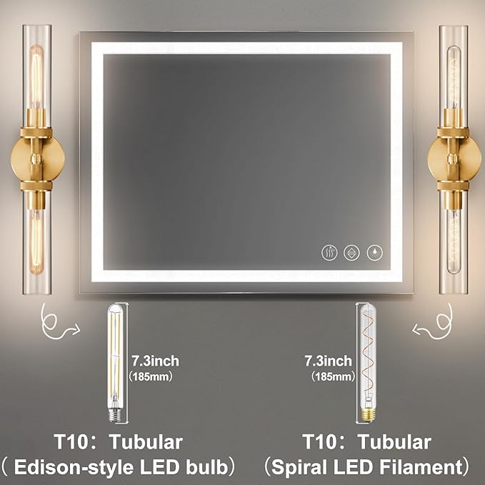 LaLuLa 2-Pack Bathroom Vanity Light Fixtures – Modern 2-Light Gold Wall Sconces - Image 9