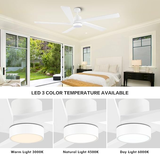 WINGBO 54" DC Ceiling Fan with Lights and Remote Control, 5 Carved Wood Blades - Image 5