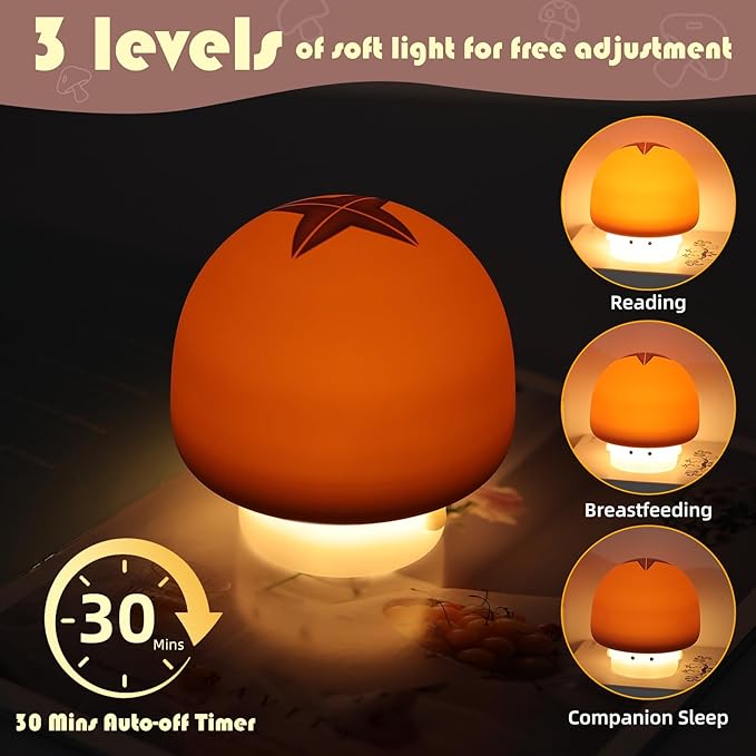 YISUN Mushroom Night Light, Cute Silicone Nightlight - Image 3