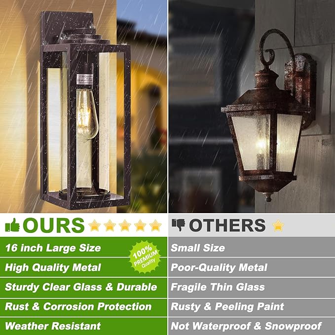 16inch Large Outdoor Wall Lights 2 Packs - Image 6