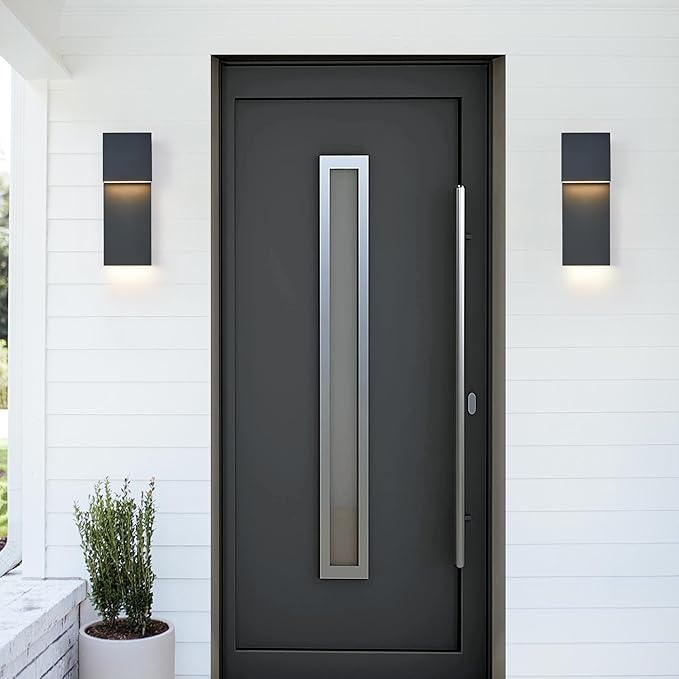 Modern Porch Lights with 2 Pack, Outdoor Indoor Integrated LED Wall Lights - Image 4