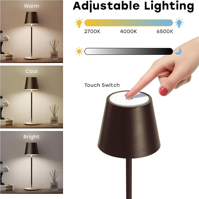 2 Pack Cordless Table Lamp, Portable LED Desk Lamp, 5200mAh Battery Operated - Image 3