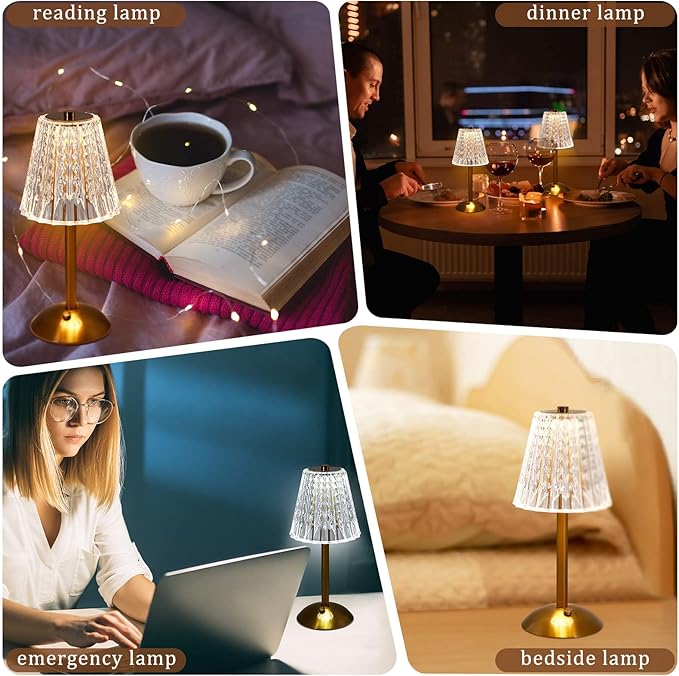 Liliful 1 Pcs Cordless Table Lamp Rechargeable Touch LED Small Gold Portable - Image 6