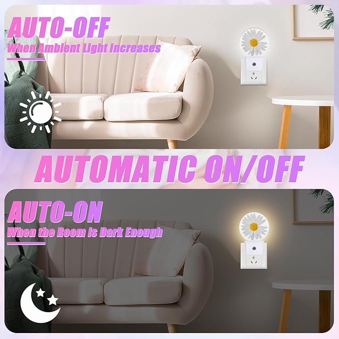Daisy Night Light Chamomile Night Lights LED Lamp Round Plug into Wall - Image 4