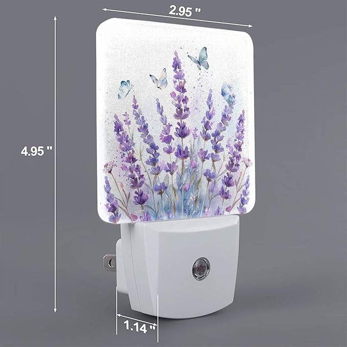 Led Night Light, Lanvender Butterfly Decorative Plug in Nightlights, - Image 2