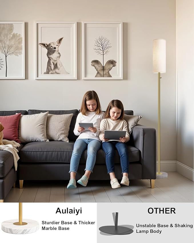 Gold Floor Lamp, Floor Lamps for Bedroom, Modern Standing Lamp - Image 4