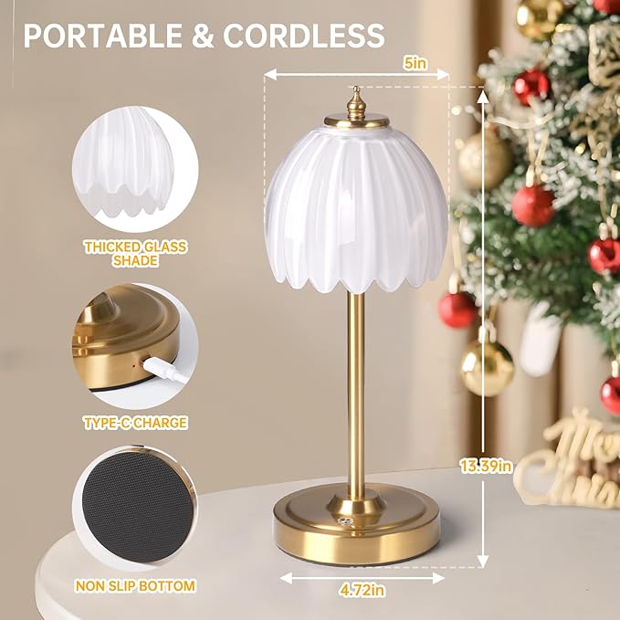 Tulip Table Lamp with 5000mAh Battery & Touch Control, Small Cordless Table - Image 7