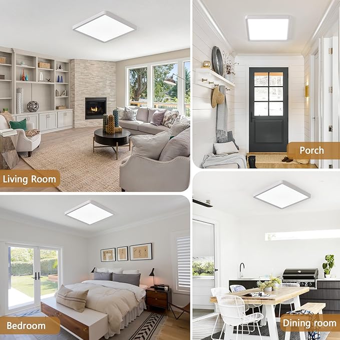 20 Inch Square LED Flush Mount Ceiling Light, 5000LM 3000K/4000K/6000K CCT - Image 6