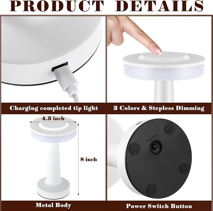 Riakrum 4 Pcs LED Portable Cordless Table Lamp - Image 2