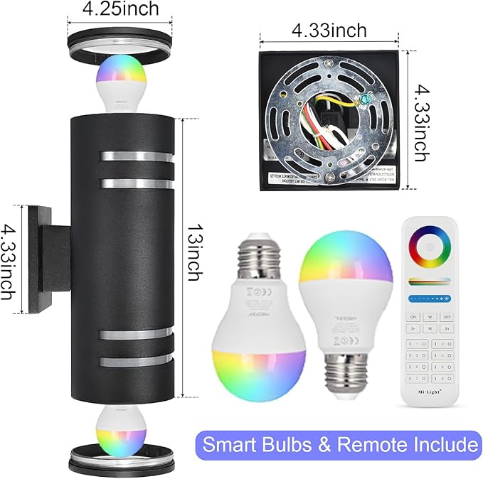 wowlite Outdoor Wall Lights for House, Remote Control Smart RGBCW Up and Down - Image 2